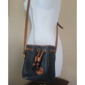 Dooney & Bourke Black Tan Bucket Crossbody Vintage